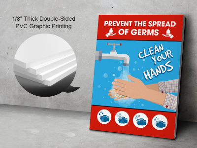 Wash Hands Poster Banner Print Signage Holder Stand 01